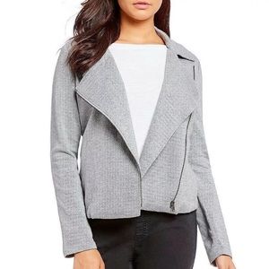 Eileen Fisher gray herringbone knit Moto jacket xl